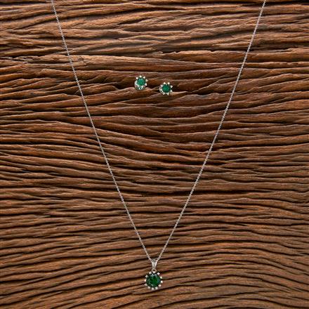 American Diamond Delicate Pendant Set With Rhodium Plating