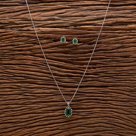 American Diamond Delicate Pendant Set With Rhodium Plating