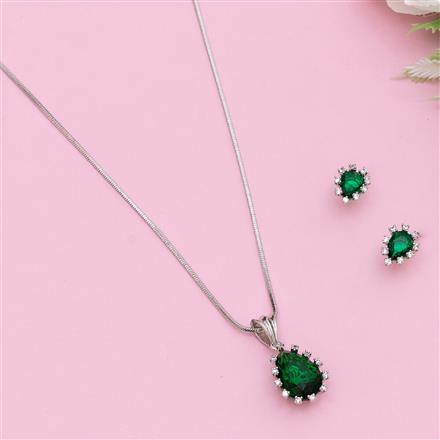 American Diamond Delicate Pendant Set With Rhodium Plating