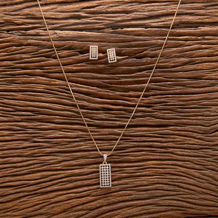 American Diamond Classic Pendant Set With 2 Tone Plating