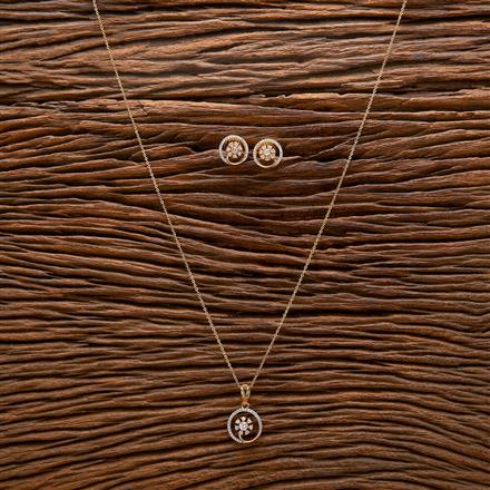 American Diamond Classic Pendant Set With 2 Tone Rhodium Plating