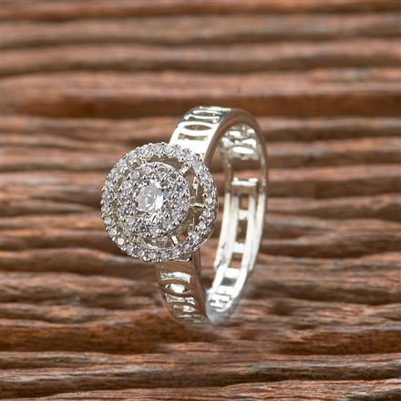 American Diamond Adjustable Ring With Black 2 Tone Rhodium Plating