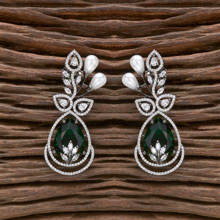 American Diamond Pearl Earring With Black Plating