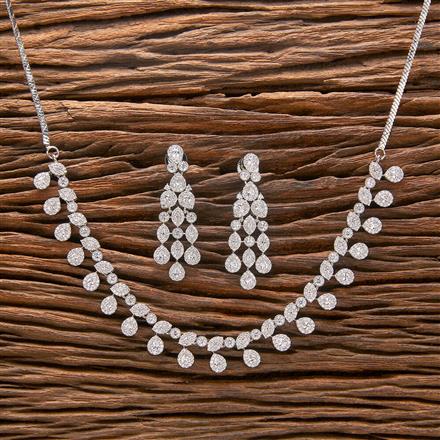 American Diamond Classic Necklace With Black 2 Tone Rhodium Plating