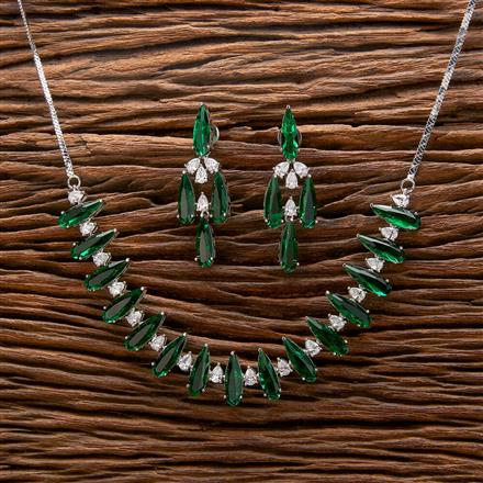 American Diamond Classic Necklace With Rhodium Plating