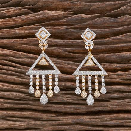 American Diamond Classic Earring With 2 Tone Rhodium Plating