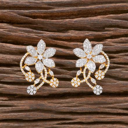 American Diamond Classic Earring With 2 Tone Rhodium Plating