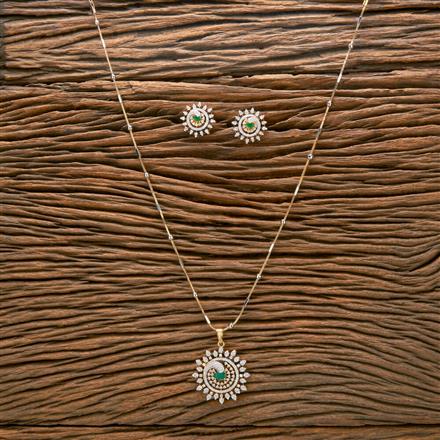 American Diamond Classic Pendant Set With 2 Tone Plating