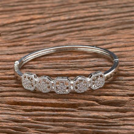 American Diamond Classic Kada With Black Rose 2 Tone Rhodium Plating