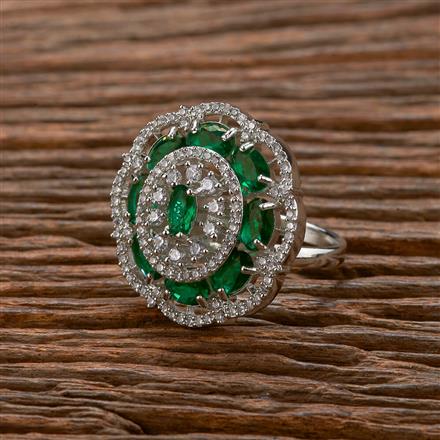 American Diamond Classic Ring With Rhodium Plating