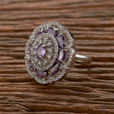 American Diamond Classic Ring With Rhodium Plating