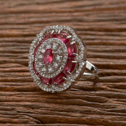 American Diamond Classic Ring With Rhodium Plating