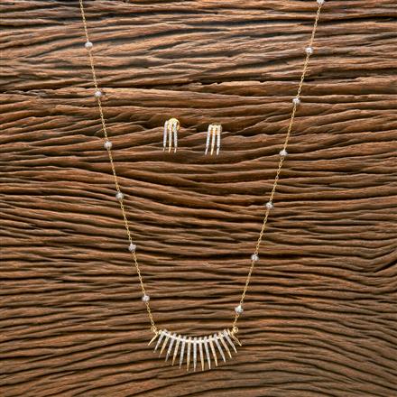 American Diamond Classic Pendant Set With 2 Tone Plating