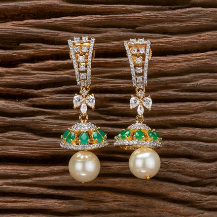 American Diamond Moti Earring With 2 Tone Plating