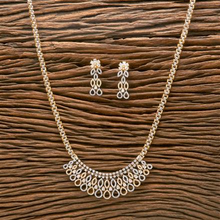 American Diamond Classic Pendant Set With 2 Tone Plating