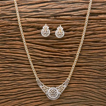 American Diamond Classic Pendant Set With 2 Tone Plating