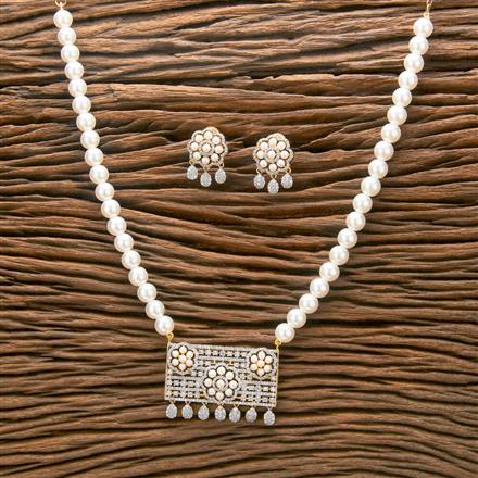 American Diamond Mala Pendant Set With 2 Tone Plating