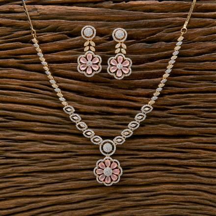 American Diamond Classic Necklace With 2 Tone Plating