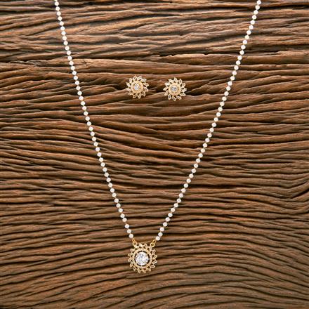 American Diamond Mala Pendant Set With Gold Plating