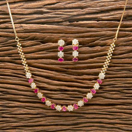 American Diamond Delicate Necklace With Gold Plating