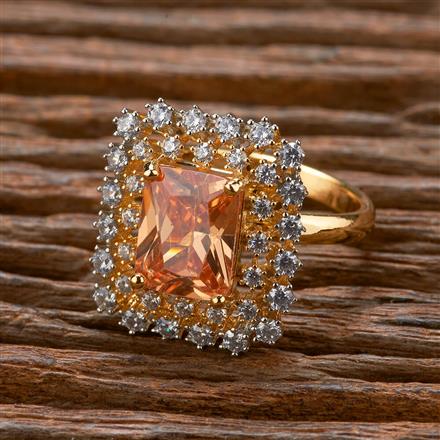 Cubic Zirconia Adjustable Ring With 2 Tone Plating