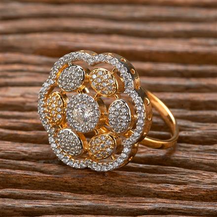 Cubic Zirconia Adjustable Ring With 2 Tone Rhodium Plating
