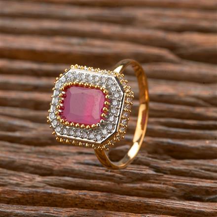 Cubic Zirconia Adjustable Ring With 2 Tone Plating