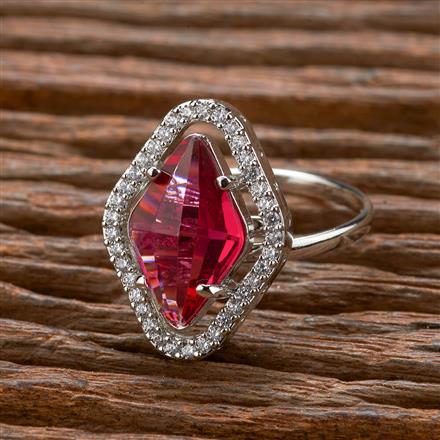 Cubic Zirconia Adjustable Ring With Rhodium Plating