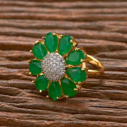 Cubic Zirconia Adjustable Ring With 2 Tone Plating