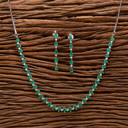 Cubic Zirconia Classic Necklace With Rhodium Plating