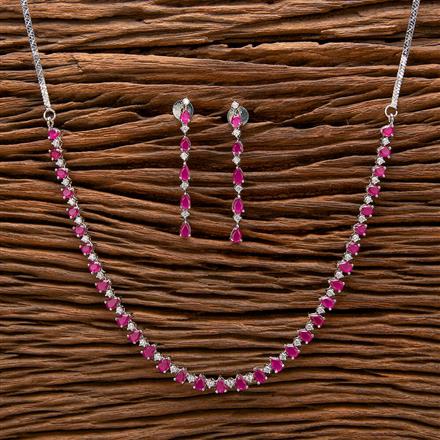 Cubic Zirconia Classic Necklace With Rhodium Plating