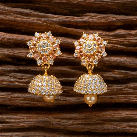 Cubic Zirconia Delicate Jhumki With Gold Plating