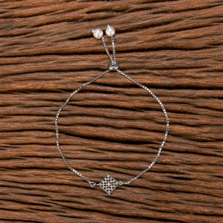 Cubic Zirconia Adjustable Bracelet With Gold Rhodium Plating