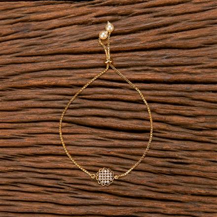 Cubic Zirconia Adjustable Bracelet With Gold Rhodium Plating