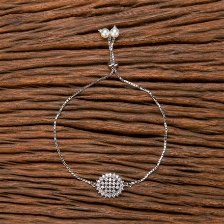 Cubic Zirconia Adjustable Bracelet With 2 Tone Black Rhodium Plating
