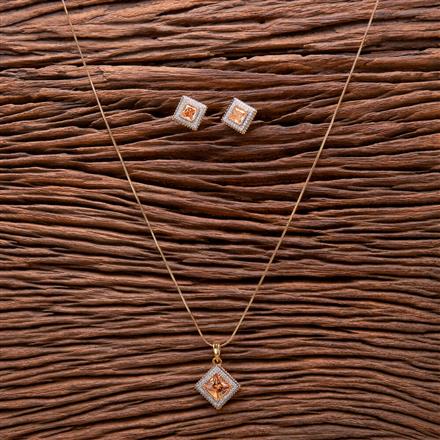Cubic Zirconia Classic Pendant Set With 2 Tone Plating