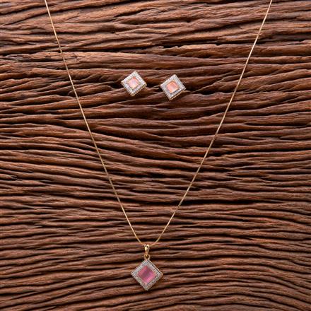 Cubic Zirconia Classic Pendant Set With 2 Tone Plating