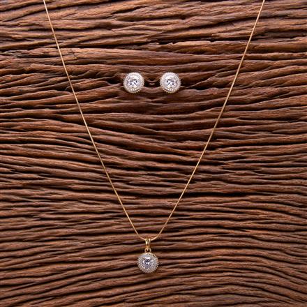 Cubic Zirconia Delicate Pendant Set With 2 Tone Plating