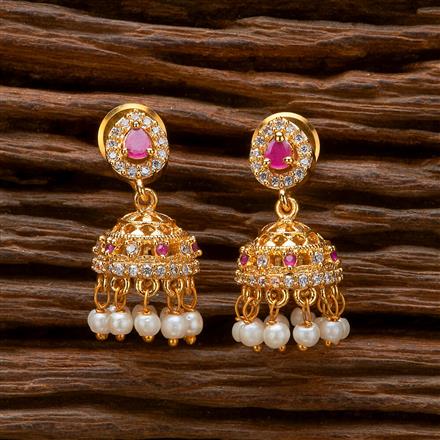 Cubic Zirconia South Indian Jhumki With Gold Plating