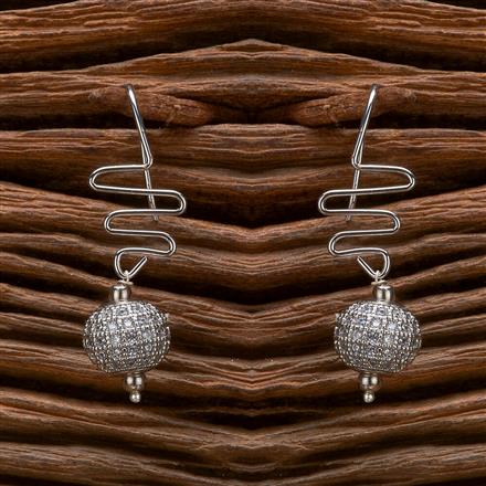 Cubic Zirconia Delicate Bali With Rhodium Plating