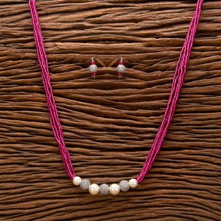 Cubic Zirconia Bandhai Necklace With Rhodium Plating