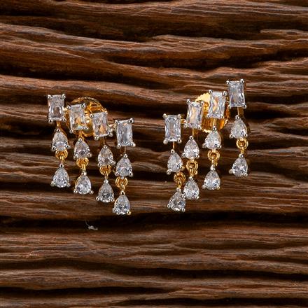 Cubic Zirconia Classic Earring With 2 Tone Black Rhodium Plating