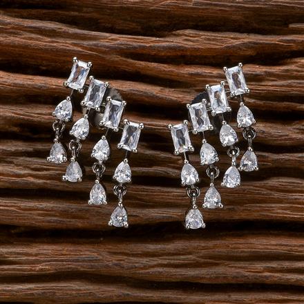 Cubic Zirconia Classic Earring With 2 Tone Black Rhodium Plating