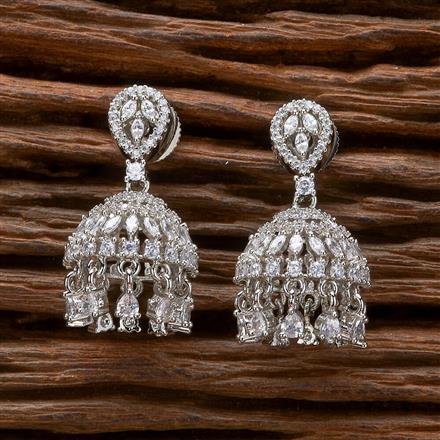 Cubic Zirconia Classic Jhumki With 2 Tone Rhodium Plating