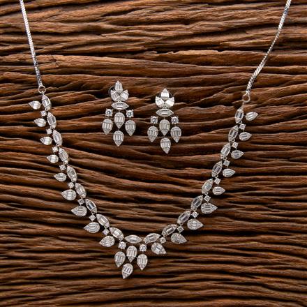 Cubic Zirconia Classic Necklace With 2 Tone Rhodium Plating