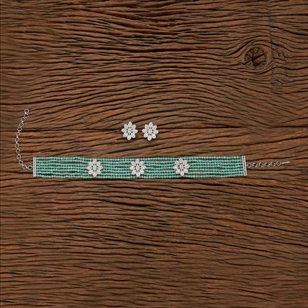 Cubic Zirconia Choker Necklace With Rhodium Plating