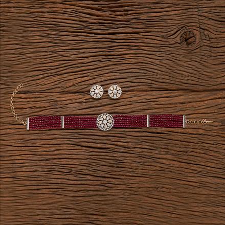 Cubic Zirconia Bandhai Necklace With 2 Tone Plating