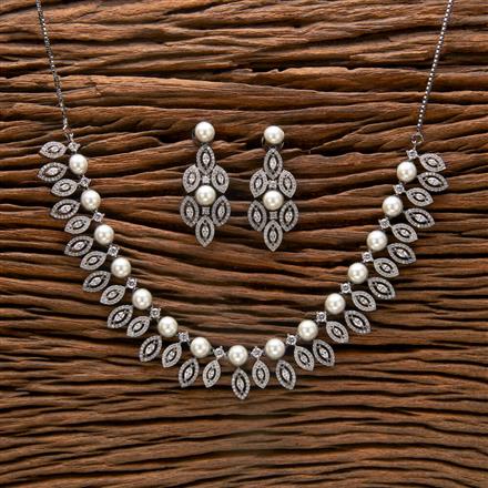 Cubic Zirconia Classic Necklace With 2 Tone Black Rhodium Plating