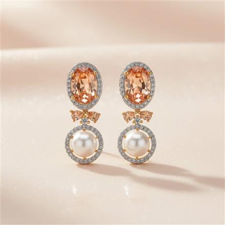 Cubic Zirconia Classic Earring With 2 Tone Plating