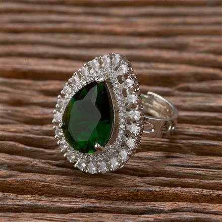 Cubic Zirconia Adjustable Ring With Rhodium Plating